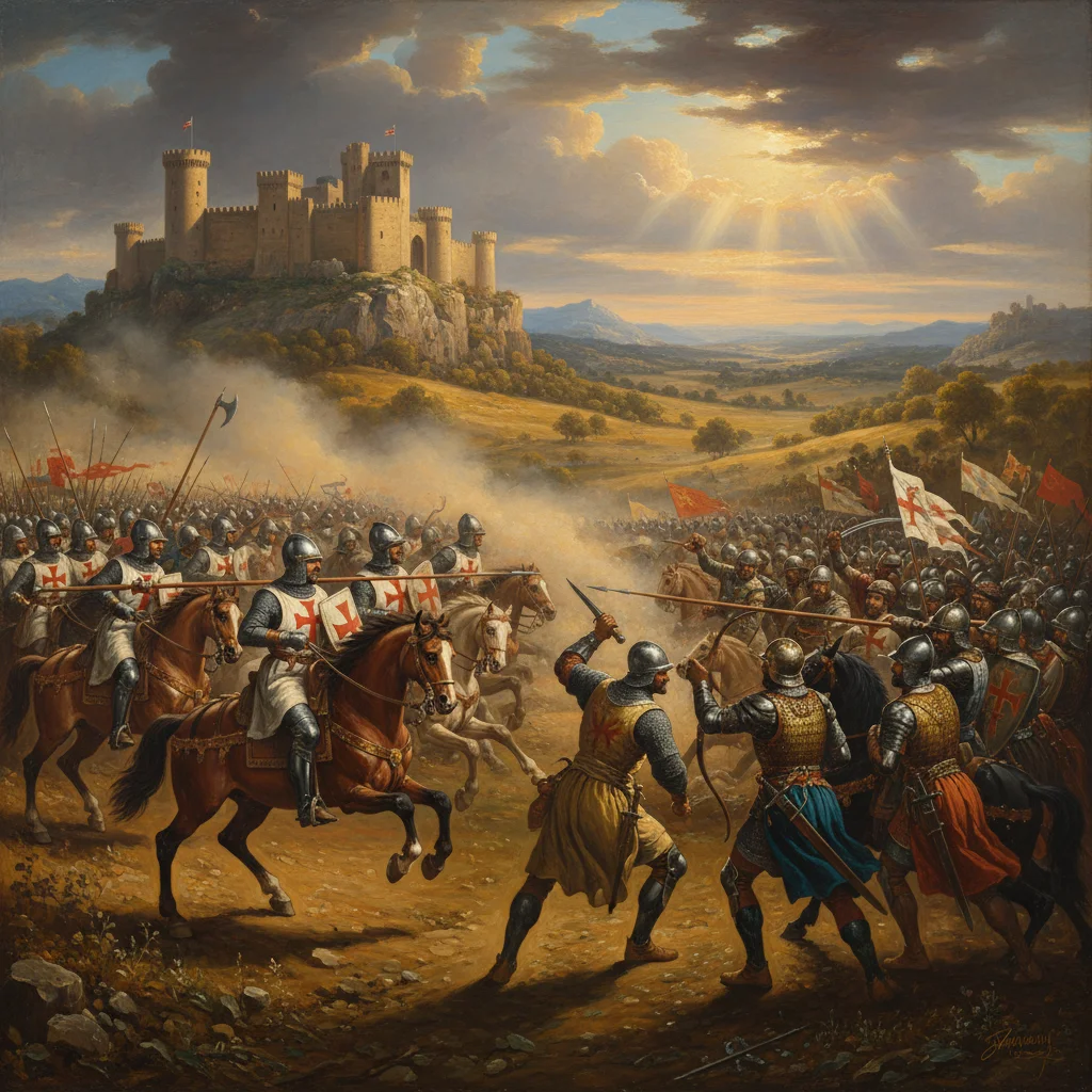 Medieval Reconquista battle scene
